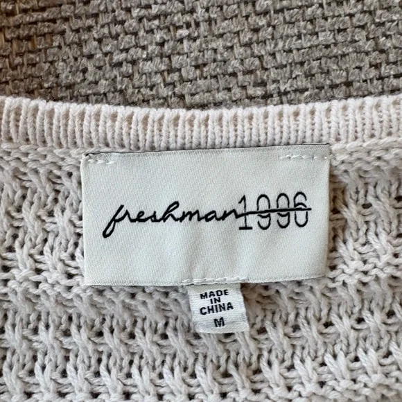 Freshman 1996 Cream Knit Tank Top, Size M, cropped, Boho-Chic/90s - Picture 8 of 8